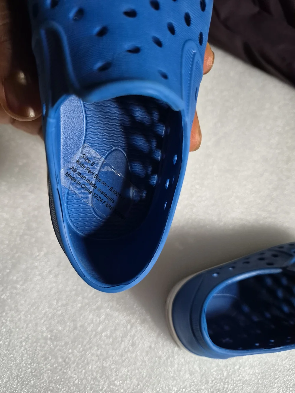Kids Perf Blue and White Slip-On Water Shoes Size 6